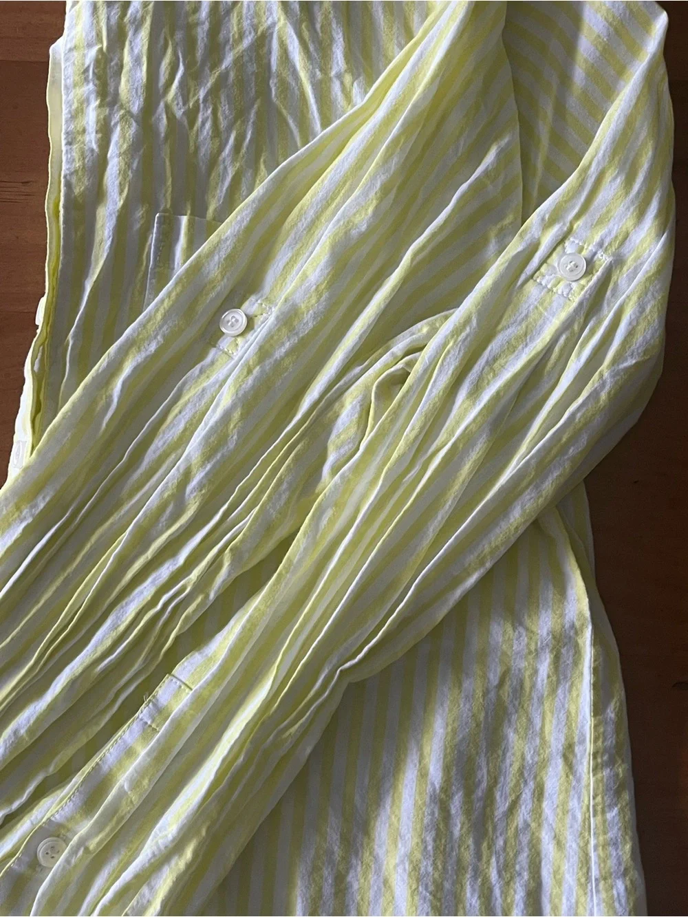 J. Crew Yellow and White Striped Casual Button-Down Shirt. 100% Cotton.